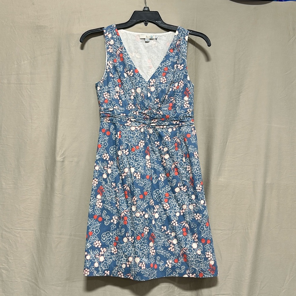 BODEN Floral‎ Empire Waist Sleeveless Summer Dress Womens Size 4P / 100% Cotton